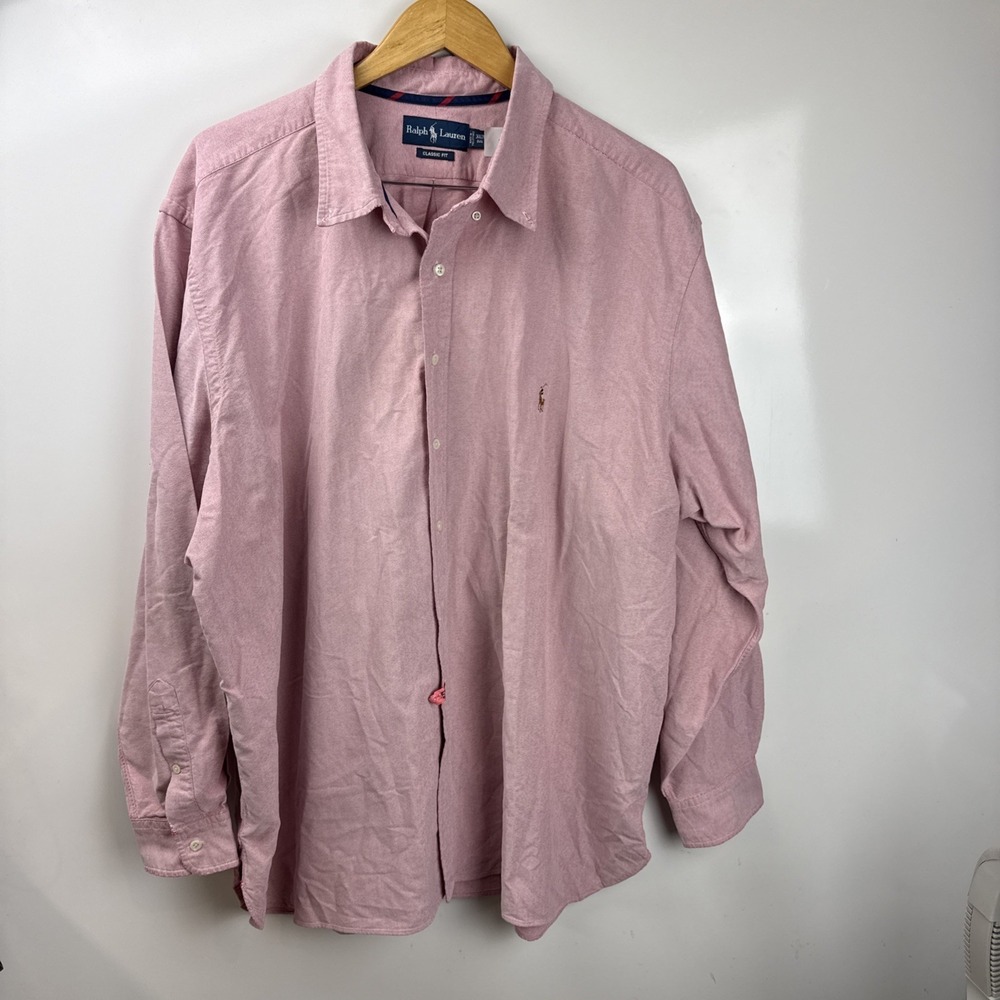 Men's Ralph Lauren 3XB Stretch Oxford Dress Shirt Crimson Color‎